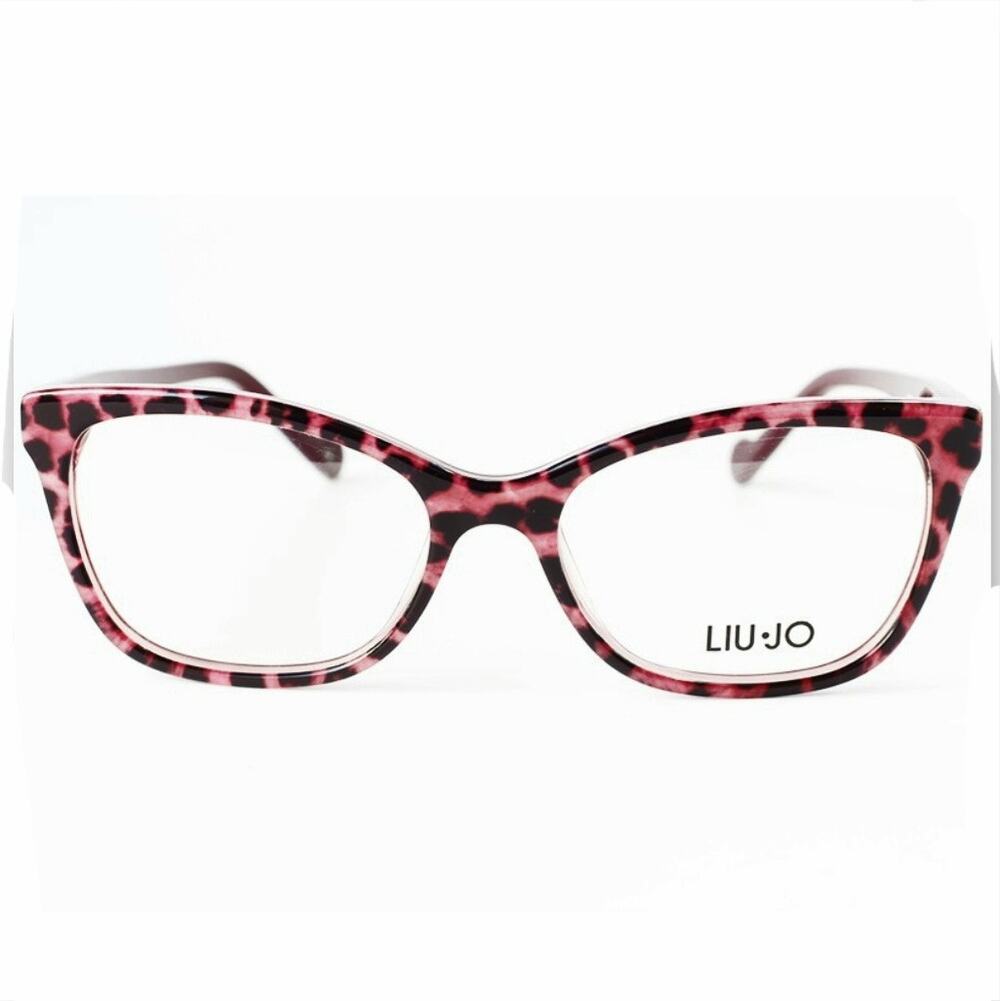 Women Liu Jo Pink Tortoise Square Eyeglass Frames Case 53 16 140 Mod Preppy